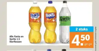 Albert Heijn Alle Fanta en Sprite 1.5 literflessen aanbieding
