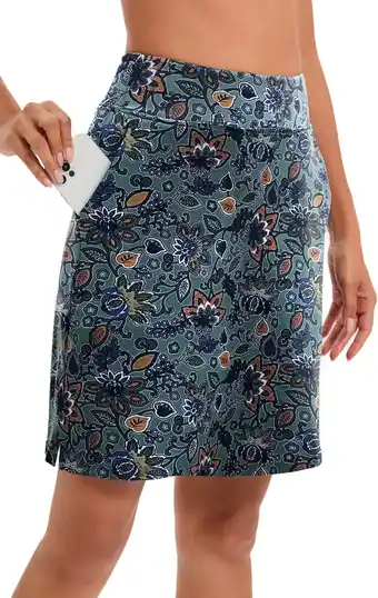 Amazon Timuspo Skort, sportkleding, voor dames, knielange rok met binnenshort, atletisch, tennisrok, met hoge taille, rok met broekj aanbieding