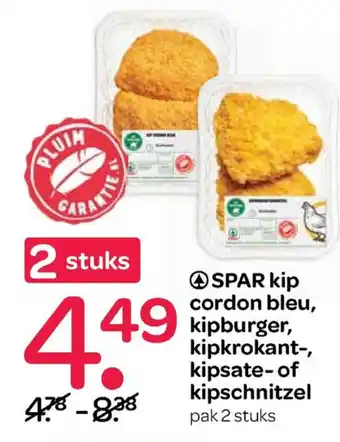 Spar Spar kip cordon bleu, kipburger, kipkrokant-,kipsate of kipschnitzel aanbieding