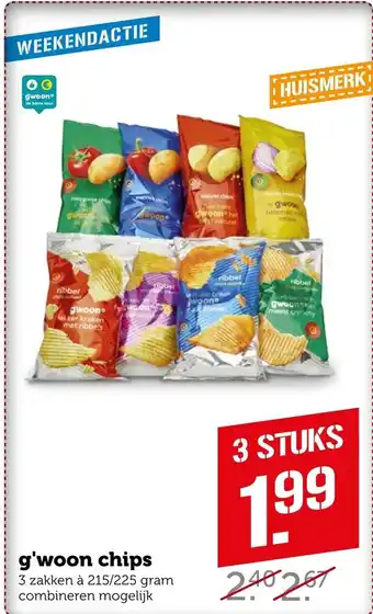 Coop G'woon chips 215-225g aanbieding