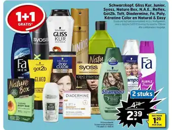 Trekpleister Schwarzkopf, Gliss Kur, Junior, Syoss, Nature Box, N.A.E., Reflex, Got2b, Taft, Diadermine, Fa, Poly, Kératine Color En Natur aanbieding