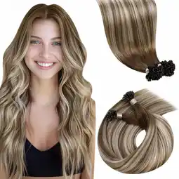 Amazon LaaVoo U Tip Hair Extensions Real Human Hair Balayage Light Brown With Platinum Blonde to Light Brown Hair Extensions 18 Inch aanbieding