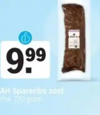 Albert Heijn AH Spareribs zoet 720 gram aanbieding