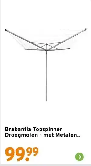 GAMMA Brabantia Topspinner Droogmolen - met Metalen Grondanker - 50 m - Metallic Grey aanbieding