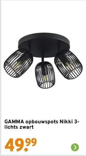 GAMMA GAMMA opbouwspots Nikki 3-lichts zwart aanbieding