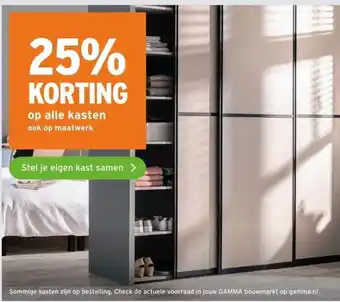 GAMMA 25% KORTING op alle kasten aanbieding