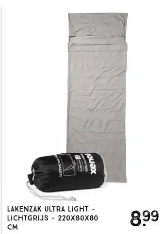 Xenos Lakenzak ultra light - lichtgrijs - 220x80x80 cm aanbieding