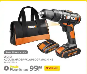 Praxis Worx accuschroef--klopboormachine wx  371.3. aanbieding