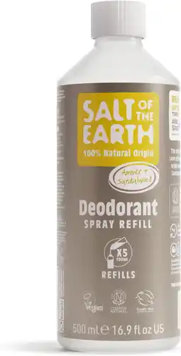 Amazon Salt Of the Earth Natuurlijke deodorantspray navulling van, Amber & Sandalwood - Veganistisch, langdurige bescherming, goedge aanbieding