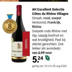 Albert Heijn AH Excellent Selectie Côtes du Rhône Villages aanbieding
