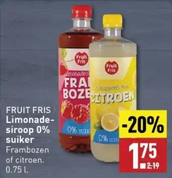 ALDI FRUIT FRIS Limonadesiroop 0% suiker 0.75L aanbieding