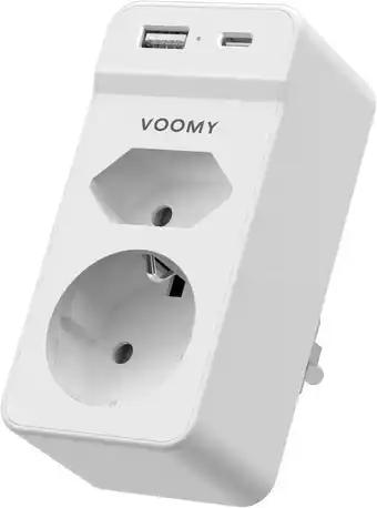 Amazon VOOMY 4-in-1 Verdeelstekker, 2 Voudige Stopcontact splitter met 1 USB-C en 1 USB-A poort, 4000W Verdeeldoos met USB, Verdeels aanbieding
