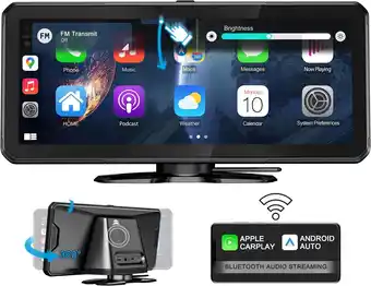 Amazon URVOLAX Apple Carplay Android Auto Draadloos, 10,26 inch Touchscreen Draagbare Auto Spelen Driveplay, Auto Bluetooth Audiotra aanbieding
