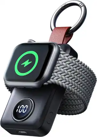 Amazon JOYROOM Draadloze Oplader,Snellaadstandaard Draadloos Laadstation,2000 mAh draadloze oplader voor Apple Watch-serie 9/8/7/6/5 aanbieding