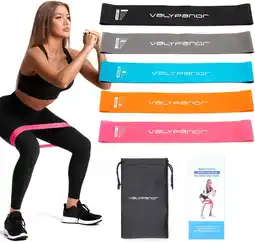 Amazon VALYPANOR Weerstandsbanden, set van 5, fitnessbanden, 100% natuurlijke latex, fitnessband, weerstandsband, voor mannen en vro aanbieding