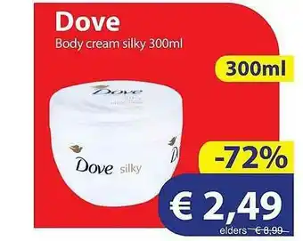 Die Grenze Dove body cream silky 300ml aanbieding