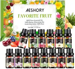 Amazon AESHORY Fruitige Etherische Olie-set voor Diffuser, 14 x 5ml Fruitige Aromatherapie Geurolie Aroma-olie Geschenkset voor Zeep aanbieding