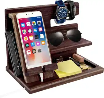 Amazon Organizer voor mannen, houten dockingstation, organizer, verjaardagscadeau voor mannen, echtgenoot, jubileum, Kerstmis, cadea aanbieding