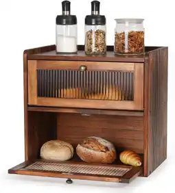 Amazon GUUSII HOME Broodtrommel Houten Grote Eco Broodtrommel Aanrecht Grote Grenen Houten Brood Opbergdoos Retro Dubbellaags Broodt aanbieding