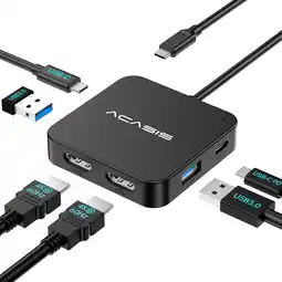 Amazon ACASIS USB C-hub dubbele HDMI 4K 60Hz, USB C naar dubbele HDMI-adapter met 100 W PD opladen, 5 Gbps gegevensoverdracht, USB C aanbieding