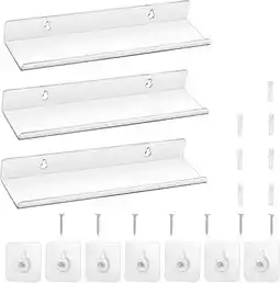 Amazon Zocipro 3 stuks doorzichtige acrylplanken, 30 cm zelfklevende acryl zwevende planken zonder boor, acryl wandplanken display o aanbieding