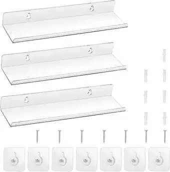 Amazon Zocipro 3 stuks doorzichtige acrylplanken, 30 cm zelfklevende acryl zwevende planken zonder boor, acryl wandplanken display o aanbieding