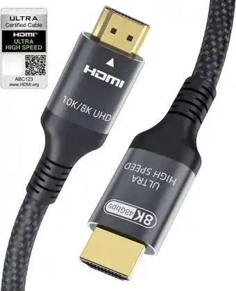 Amazon Adauxter 10k 8k HDMI 2.1 Kabel 1.5M, Gecertificeerde Ultra Hoge Snelheid HDMI Kabel 4K 144Hz 120Hz 8K60Hz eARC DTS:X Dolby At aanbieding