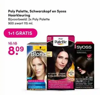 DA Poly palette, schwarzkopf en syoss haarkleuring aanbieding