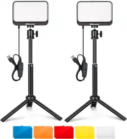 Amazon UBeesize 2-Pack LED Video Light Kit Dimbare Continulicht Cameralamp met Verstelbaar Statief en 5 Kleurfilters voor Videofotog aanbieding