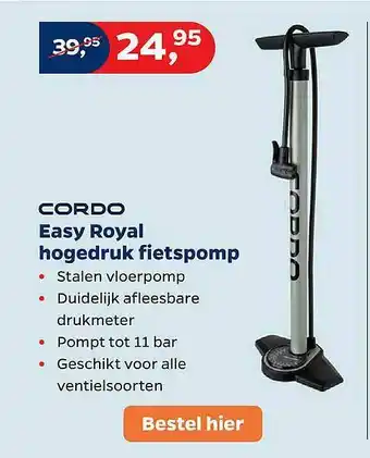 Bike Totaal Cordo easy royal hogedruk fietspomp aanbieding