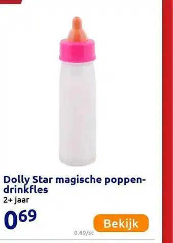 Action Dolly star magische poppendrinkfles aanbieding