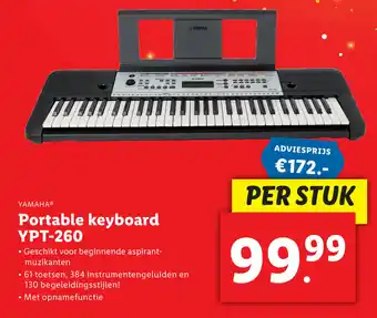 Lidl Yamaha Portable keyboard YPT-260 aanbieding