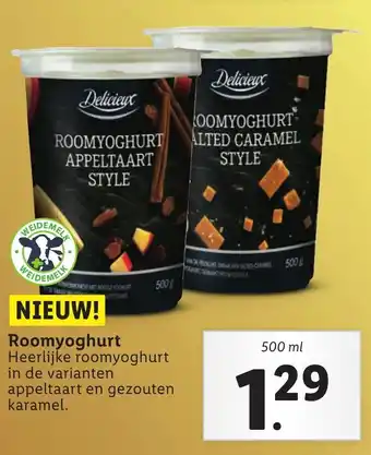 Lidl Delicieux Roomyoghurt 500ml aanbieding