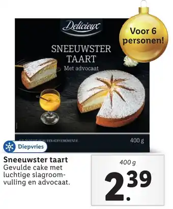 Lidl Delicieux Sneeuwster taart 400g aanbieding