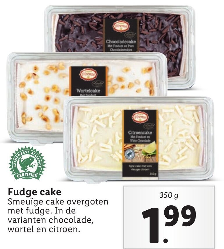 Delicieux Fudge cake 350g aanbieding bij Lidl