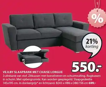 Jysk VEJLBY SLAAPBANK MET CHAISE LONGUE aanbieding