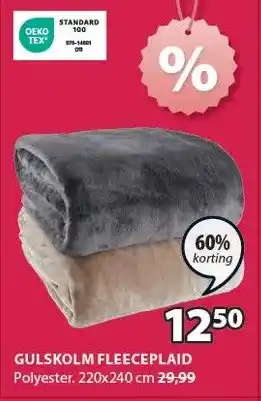 Jysk GULSKOLM FLEECEPLAID aanbieding