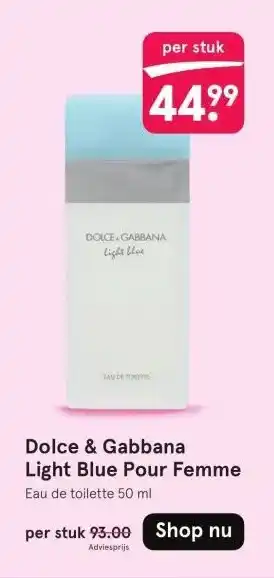 Etos Dolce & Gabbana Light Blue Pour Femme aanbieding