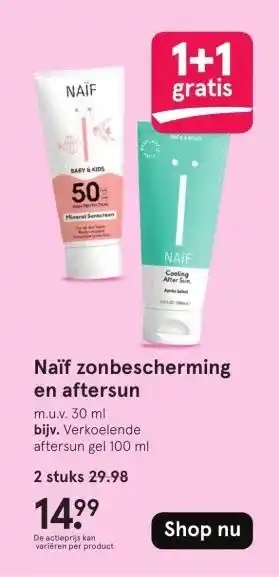 Etos Naïf zonbescherming en aftersun aanbieding