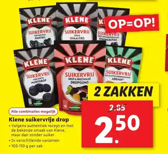 Lidl Klene suikervrije drop aanbieding