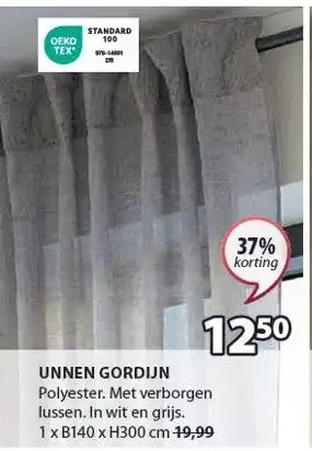 Jysk UNNEN GORDIJN aanbieding