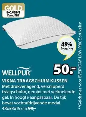 Jysk Wellpur Vikna traagschuim kussen aanbieding