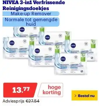 Bol.com NIVEA 3-in1 Verfrissende Reinigingsdoekjes aanbieding