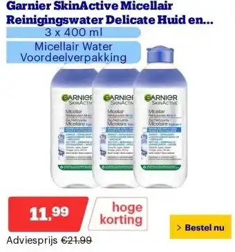 Bol.com Garnier SkinActive Micellair Reinigingswater Delicate Huid en Ogen aanbieding