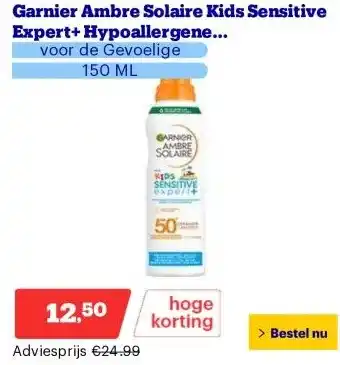 Bol.com Garnier Ambre Solaire Kids Sensitive Expert+ Hypoallergene Zonbeschermende Mist SPF50+ aanbieding