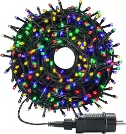 Amazon MOLVCE LED Lichtslingers Buiten en Binnen RGB Kerstverlichting String Lights met 8 Lichtstanden + Timer + Geheugenfunctie, Wa aanbieding