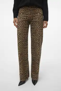 Wehkamp VERO MODA regular jeans met dierenprint donkerbruin/zwart aanbieding