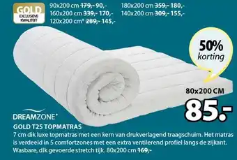 Jysk Gold t25 topmatras aanbieding