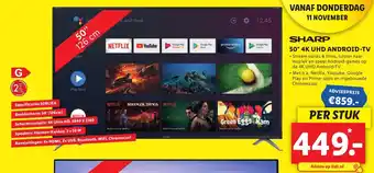 Lidl Sharp 50" 4K uhd android-tv aanbieding