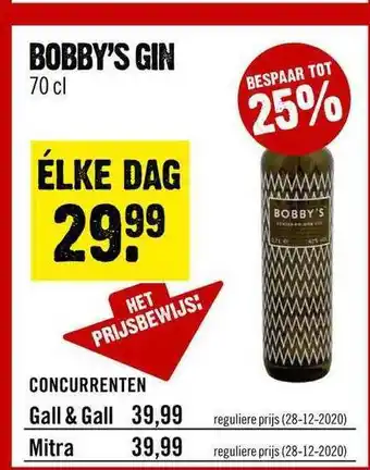 Dirck 3 Bobby's Gin aanbieding